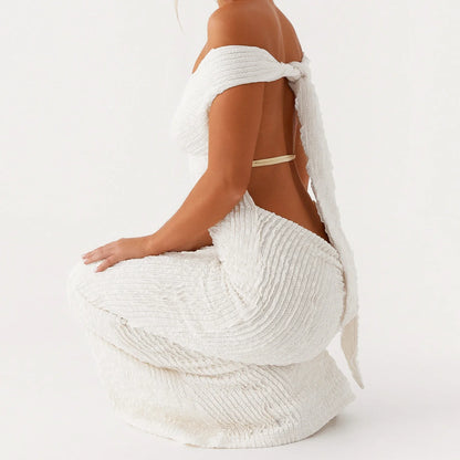 Off Shoulder Slash Neck Bo Bodycon Dress