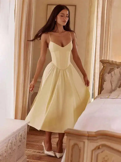 Strap Strap A-Line Party Midi Dress