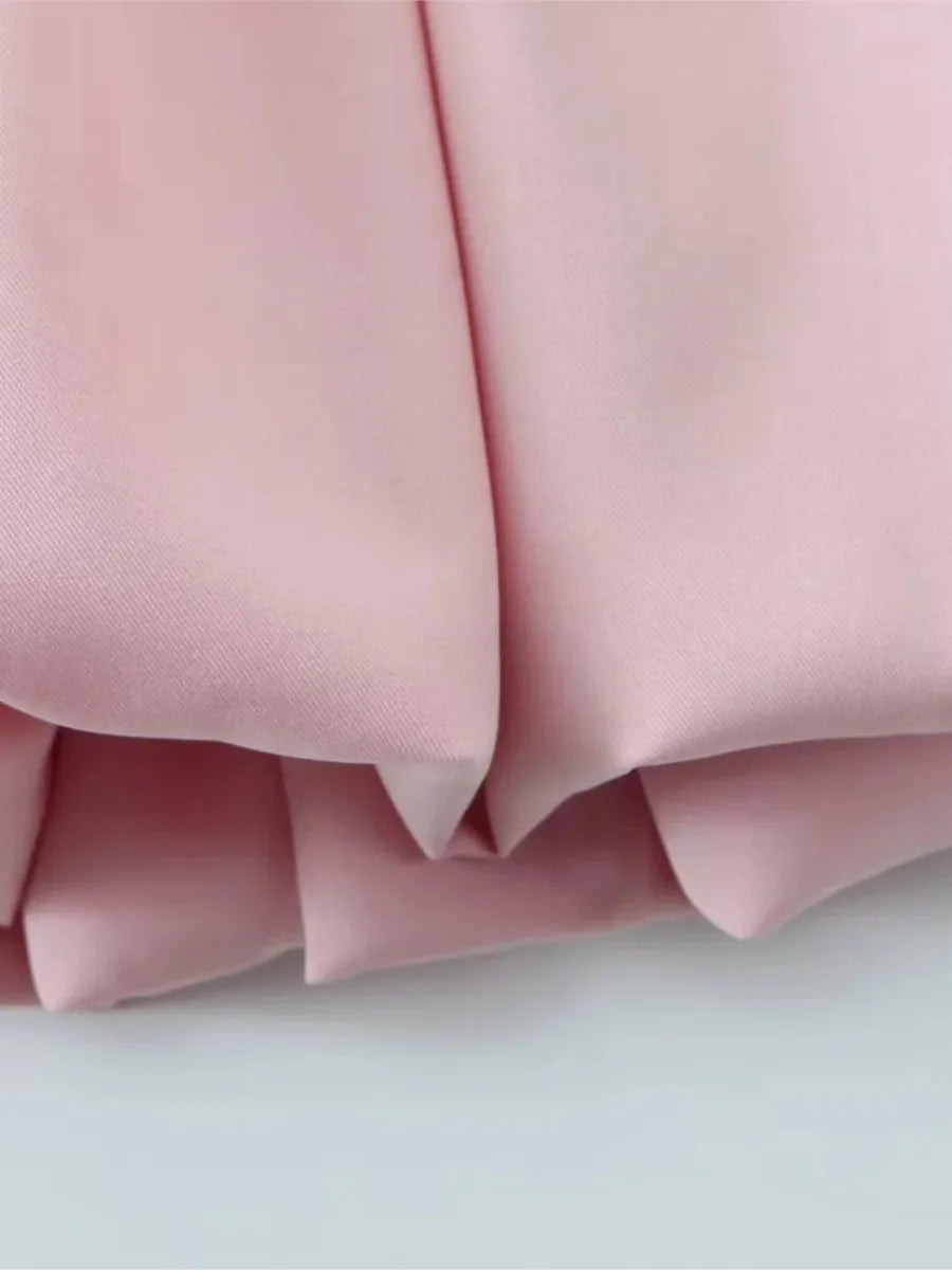 Square Neck Ruched Bodice Bubble Hem Mini Dress