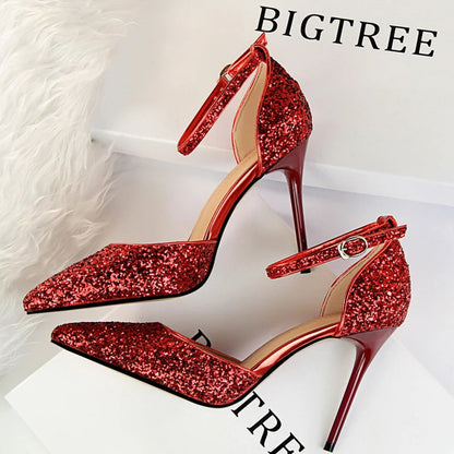 Sparkle Sequins Stiletto Heels Women Pumps - 10 cm Sexy High Heels
