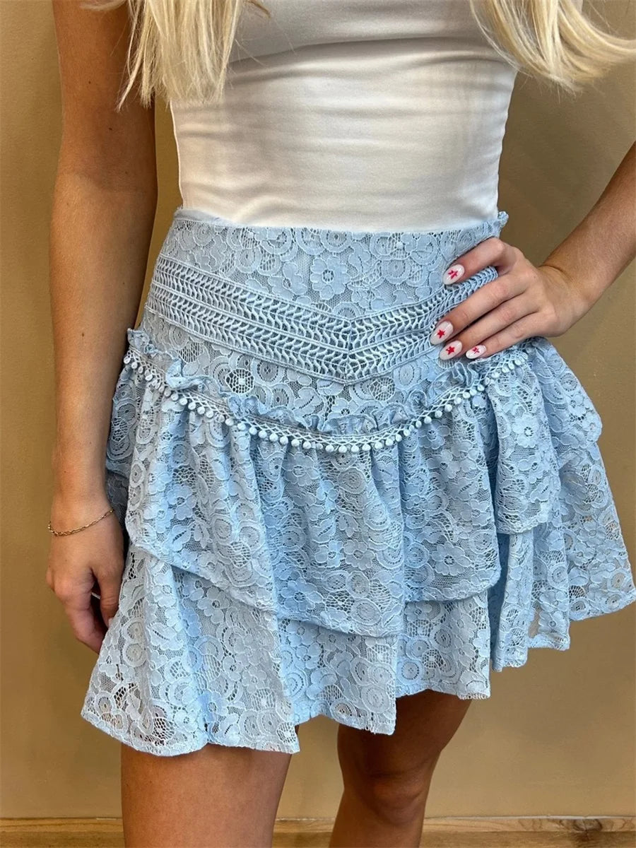 Layered Solid Elegant Mini Skirt