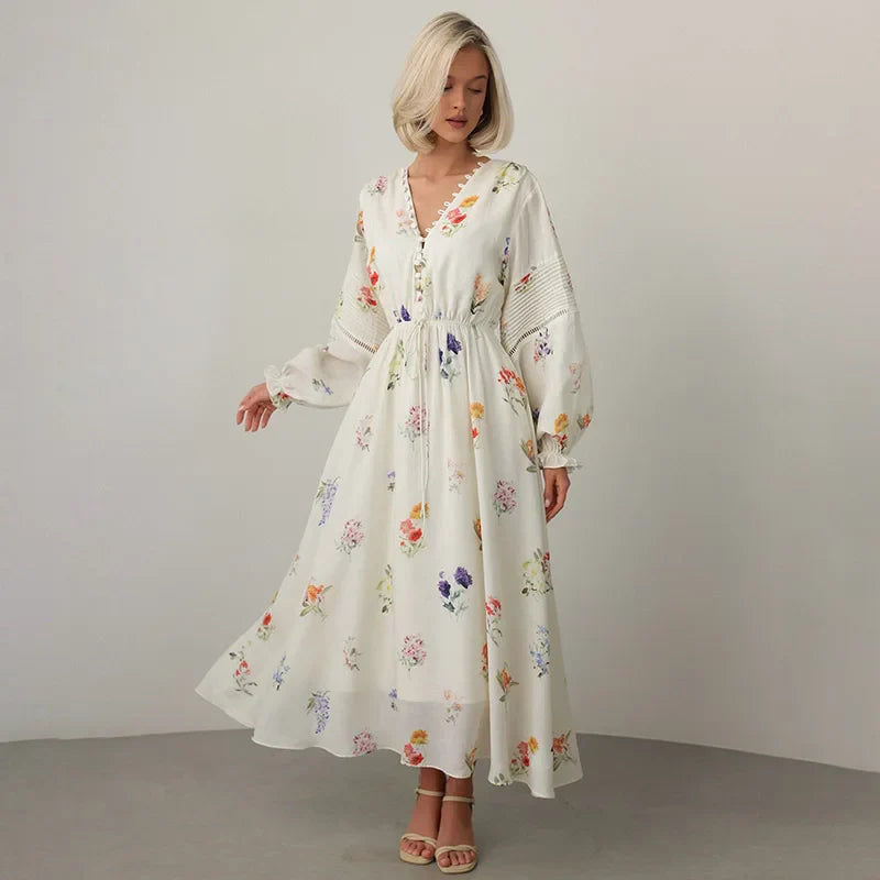 Lantern Sleeve Maxi Floral Dress