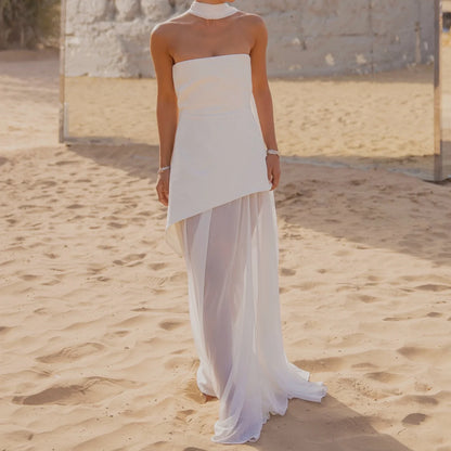 Backless Split Knit Sheer Maxi Dress