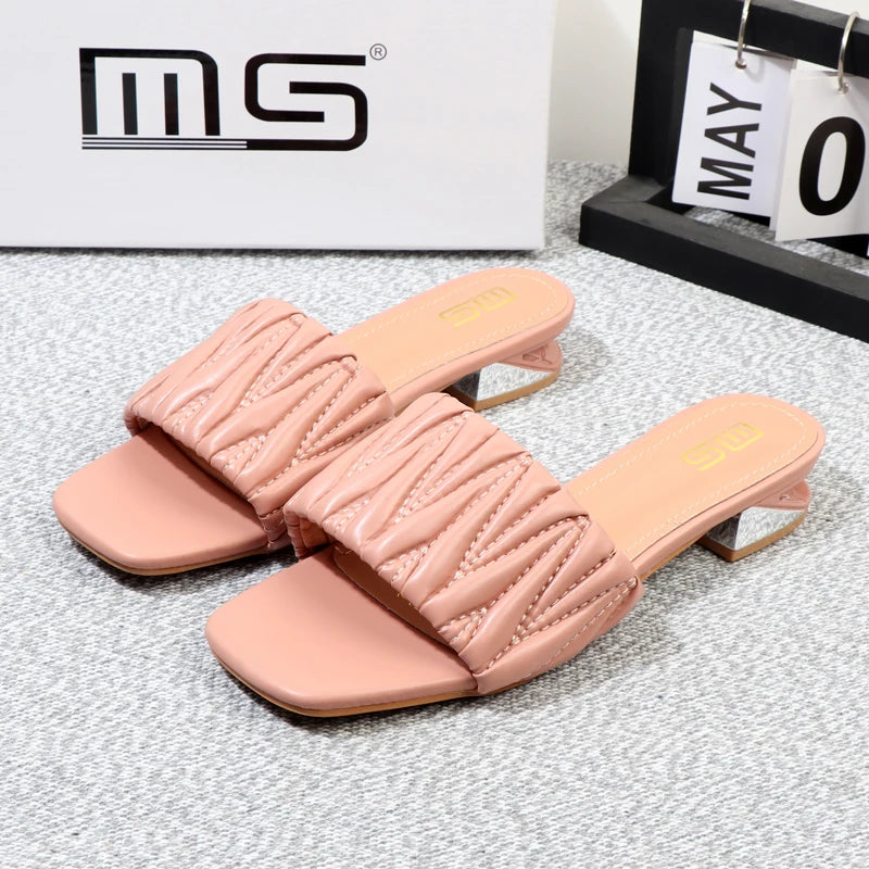 Summer low-heeled fairy slippers with 3CM thick heel