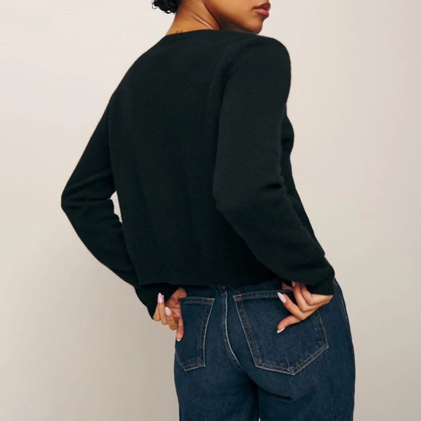 Vintage Button Round Neck Knit Cardigan