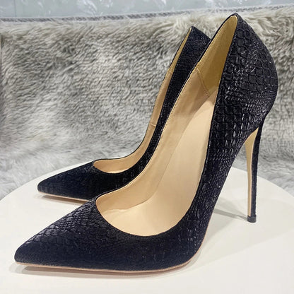 Mint Green Crocodile Effect Pointy Toe High Heel Shoes for Women