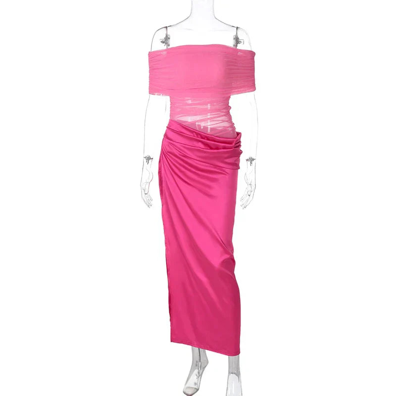 Off-the-Shoulder Strapless Backless Maxi Dress