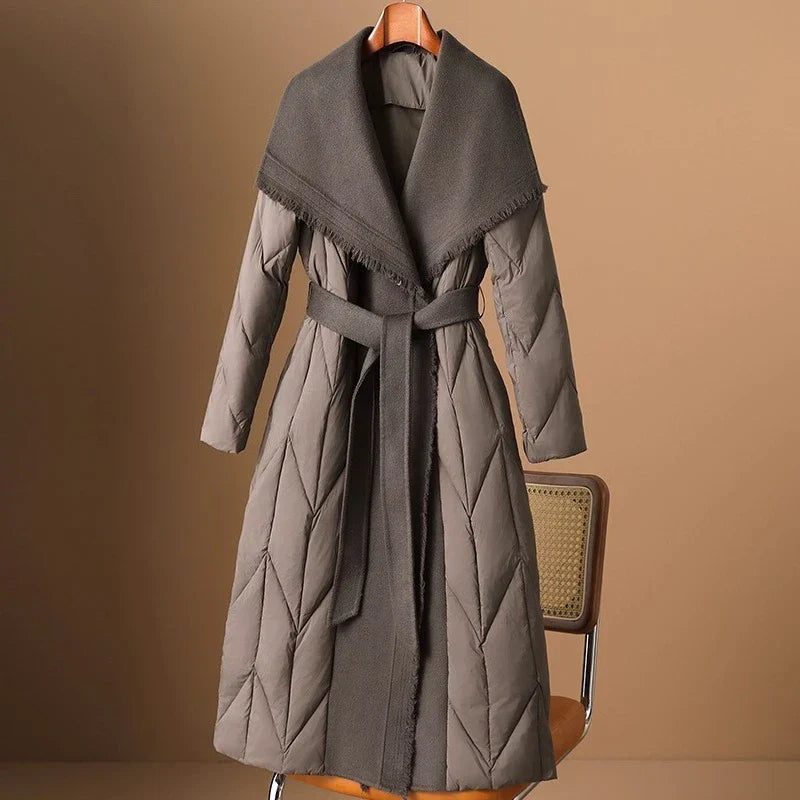 | Wool-Trim Down Coat