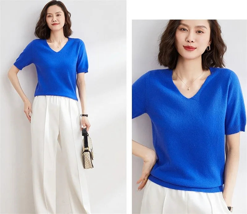 | V-Neck Knit Top