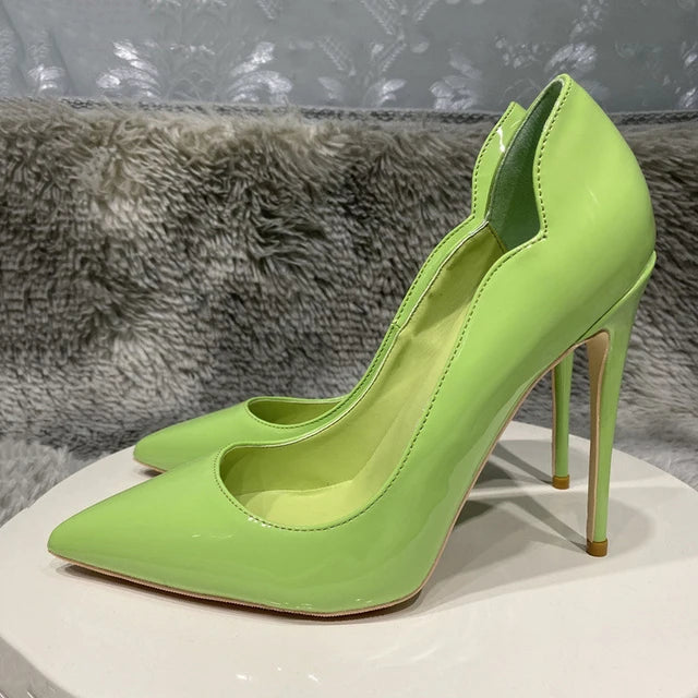 Black Patent Pointed Toe Stiletto High Heels for Women