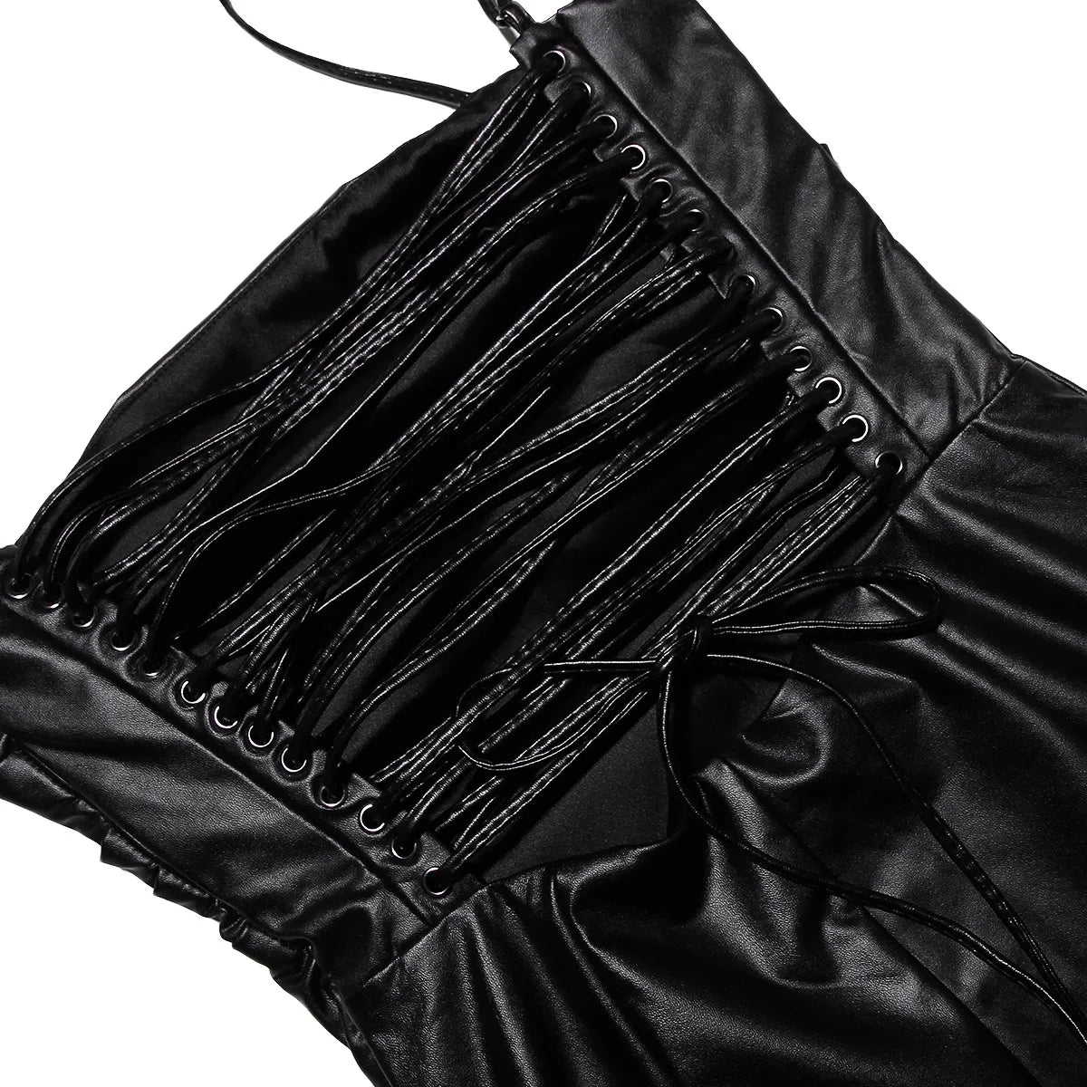 | Lace-Up Faux Leather Midi Dress