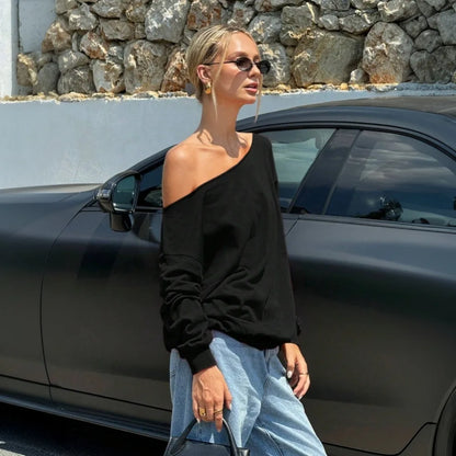 TAVIMART  -  Women Sexy One Shoulder T-Shirt New Loose Slim Top