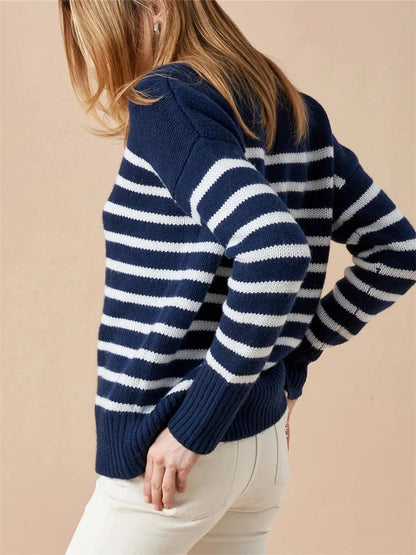 | Striped Cotton Pullover Sweater