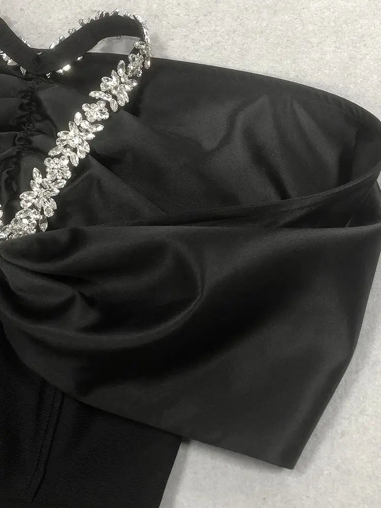 Pleated Strapless Bow Ankle Length Dress
