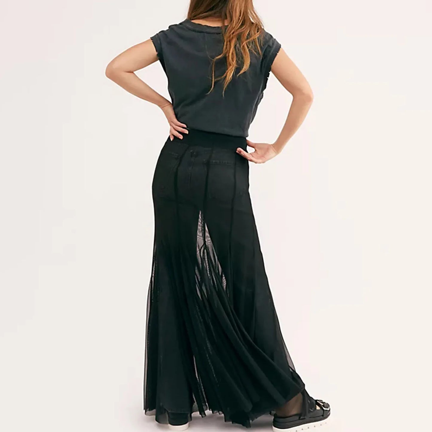 Vintage Sheer Mesh Ruffle Skirt