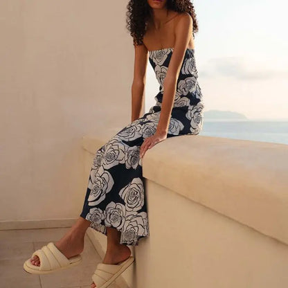 Off Shoulder Floral Tube Vacation Dress