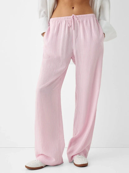Striped Pink Blue Straight Pant