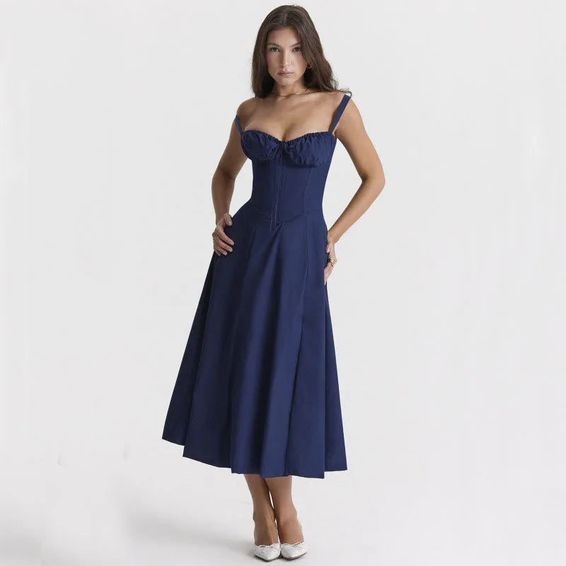 Halter Solid High-End Floral Dress