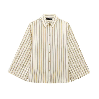 | Striped Button-Up Blouse