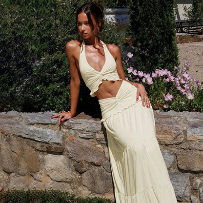 V Neck Puff Sleeve Shorts Two Piece Set