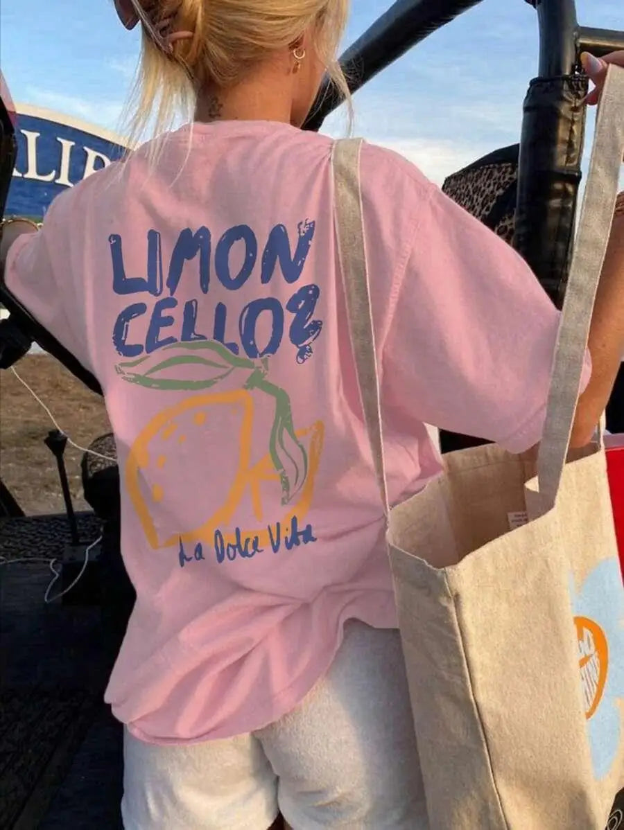 Lemon Graphic Loose Cotton T-shirt