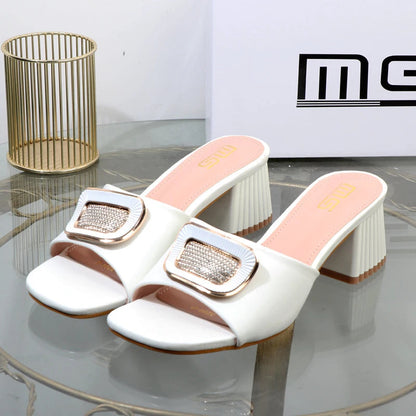 Metal Square Buckle Slippers for Plus Size Women, Perfect for Summer