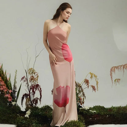 Halter Backless Maxi Floral Dress
