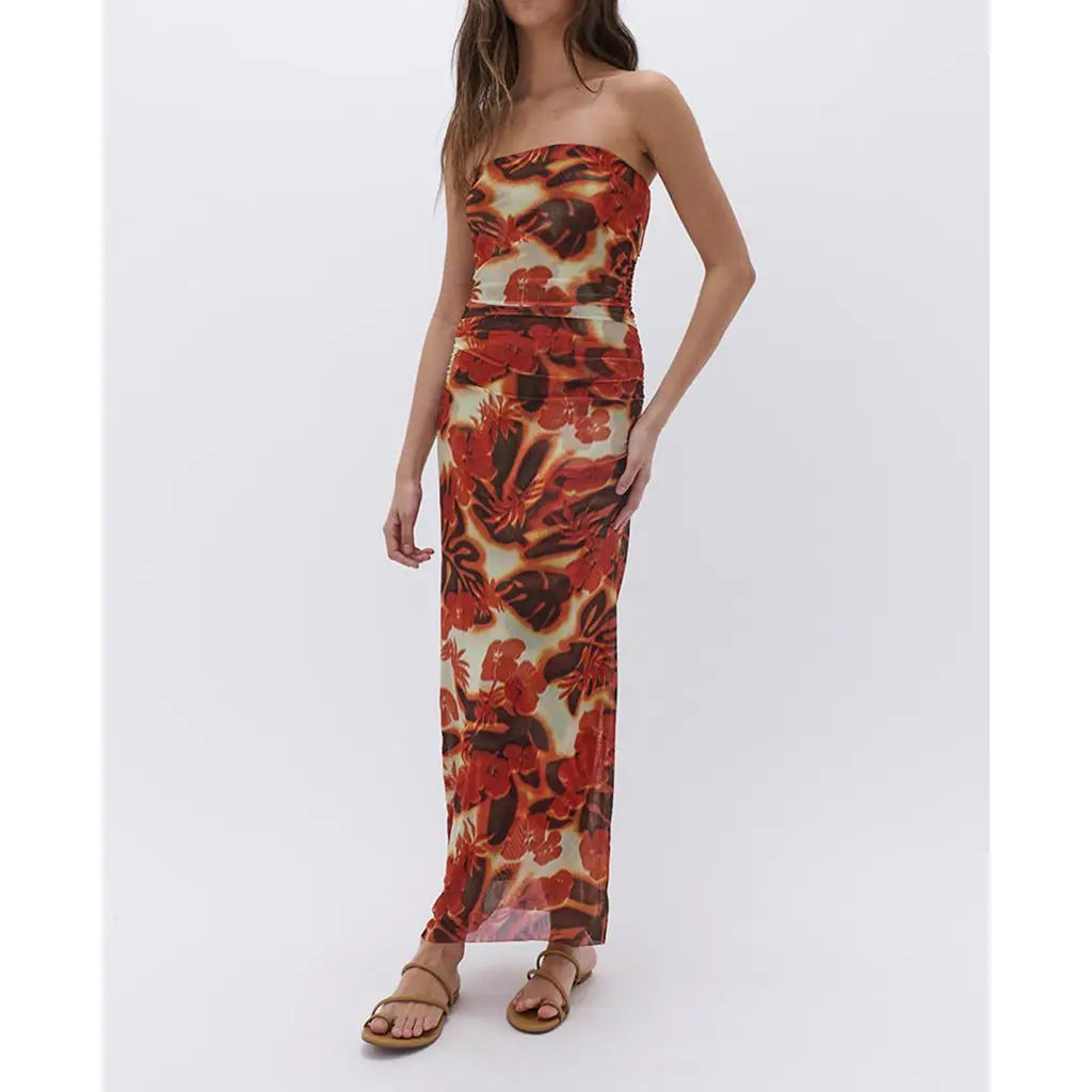 Y2K Slim Vintage Strapless Bodycon Dress