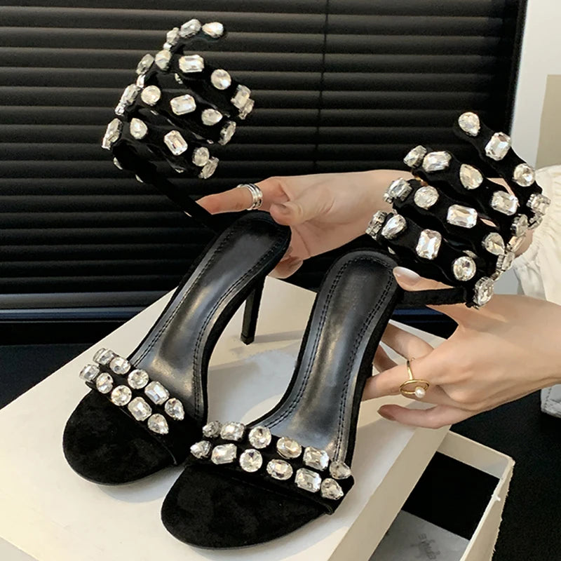 Crystal Ankle Strap Woman Sandals