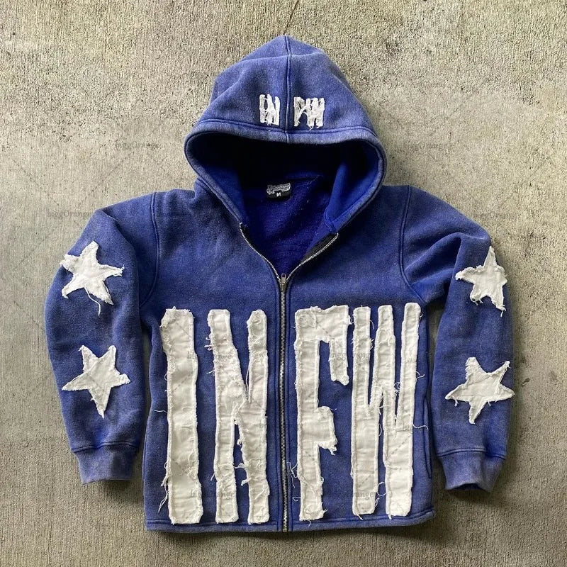 Patchwork Letter Pullover Hoodie