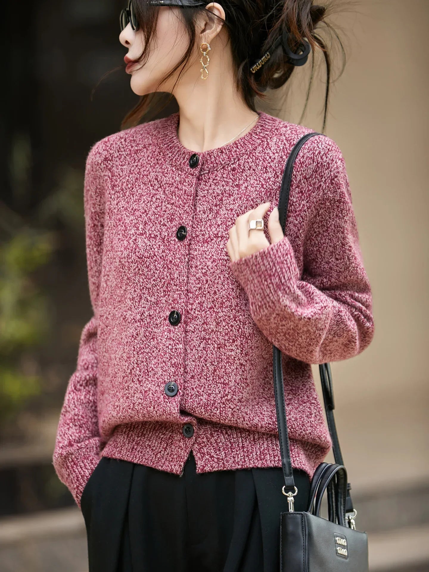 | Chunky-Knit Alpaca-Blend Cardigan