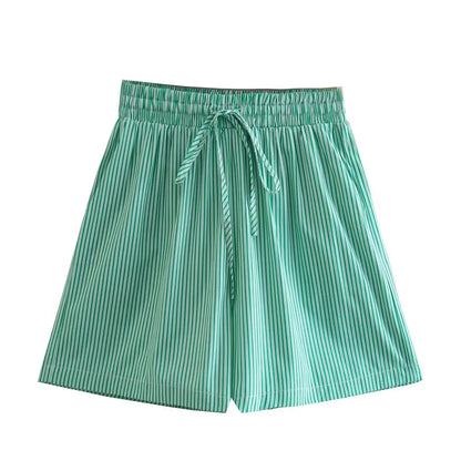 Drawstring Short Pants Sets 2024 New Summer Long Sleeve Pocket Irregular Blouse+Shorts Outfits Streetwear Casual Two-piece Set
