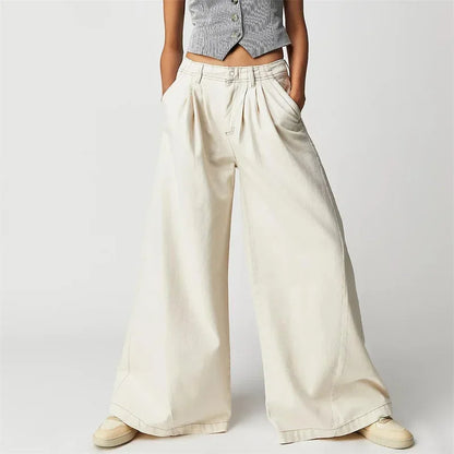 | Pleated Wide-Leg Jeans