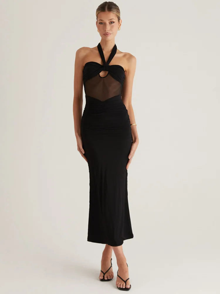 Hollow Mesh See-through Club Bodycon Dress