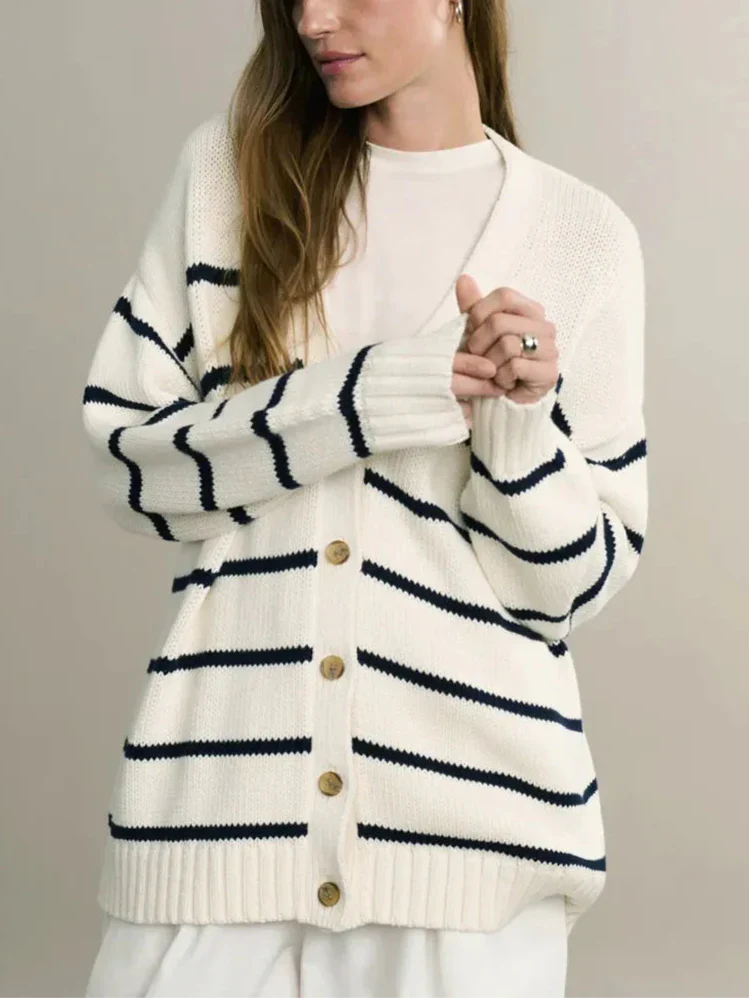| Organic Striped Cardigan