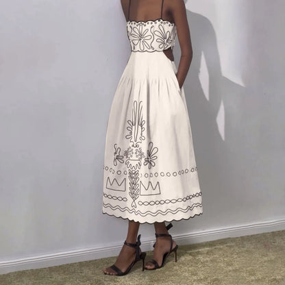 Printed Swing Floral Square Neck Boho Dress