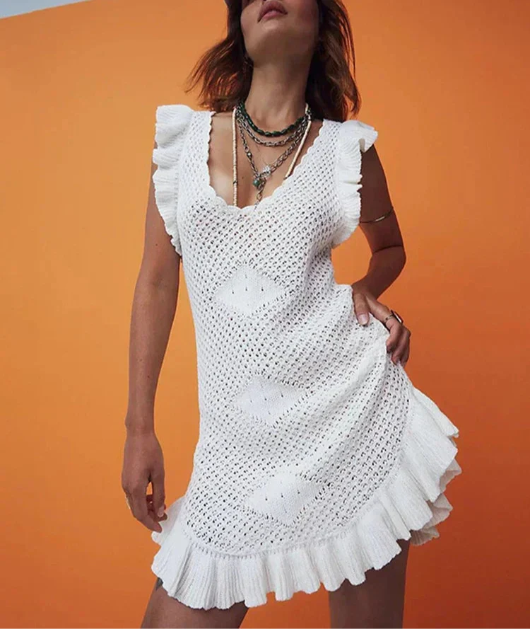| Crochet Beach Mini Dress
