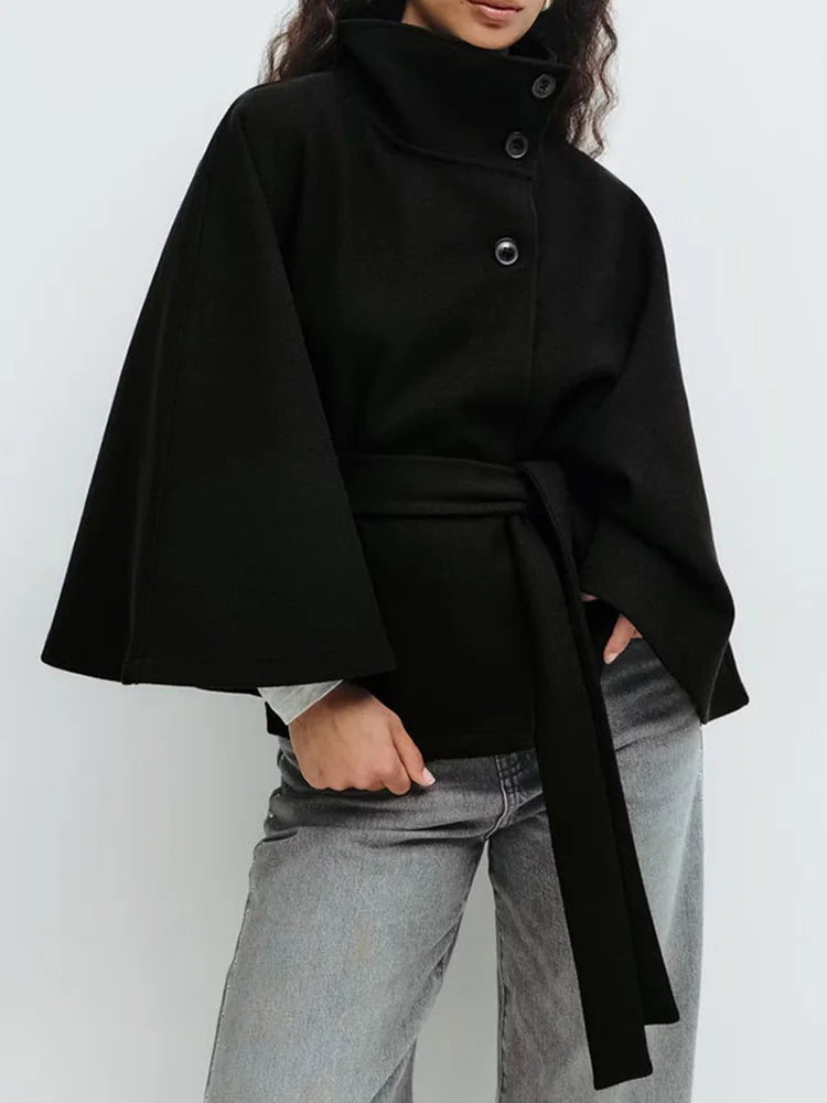 | Wool-Blend Cape Coat