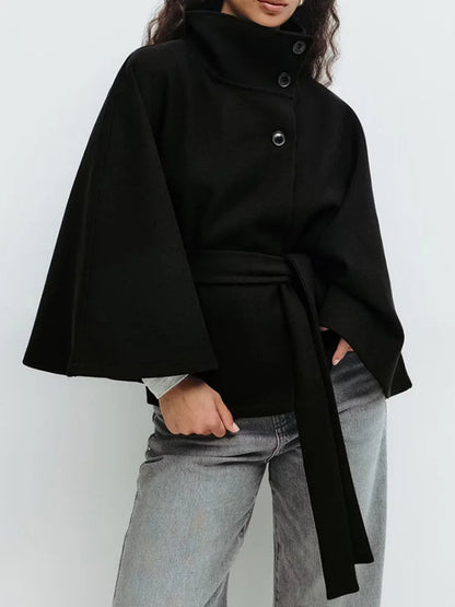 | Wool-Blend Cape Coat