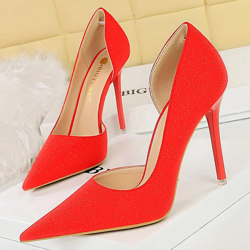 Sequin Cloth High Heel Stilettos for Retro Women Party