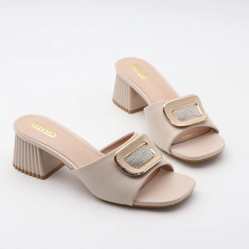 Metal Square Buckle Slippers for Plus Size Women, Perfect for Summer