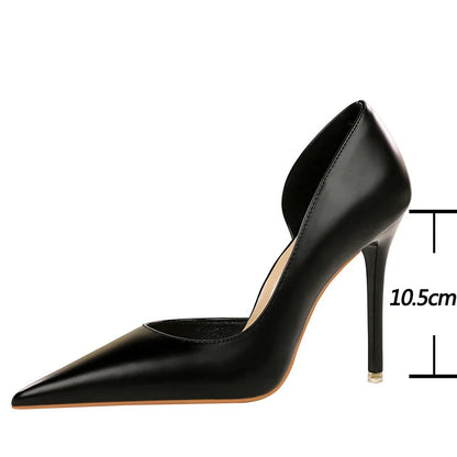 Black Leather High Heel Pumps for Women - Fashionable Wedding Shoes