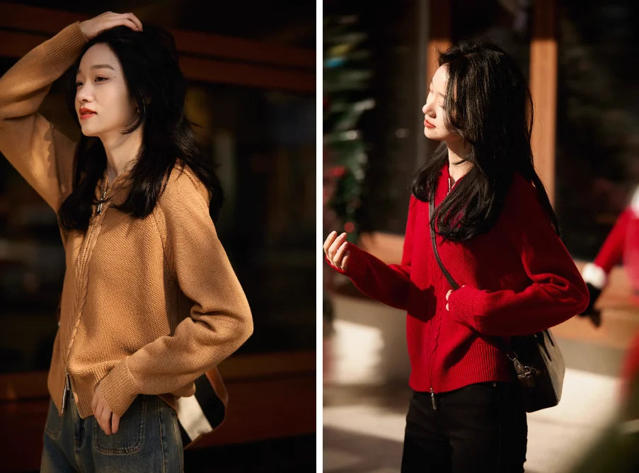 | Cashmere Hooded Cardigan