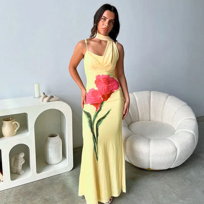 Slim Floral Fishtail Cami Vacation Dress