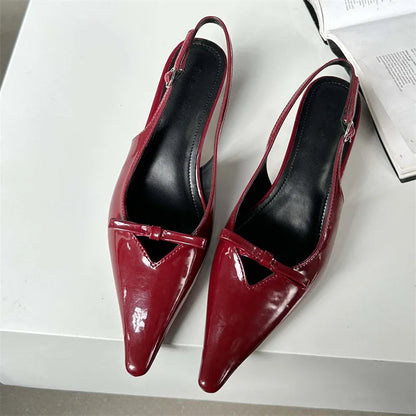 Butterfly-knot Pointed Toe Women Pumps and High Quality Shallow Slingbacks Sandals