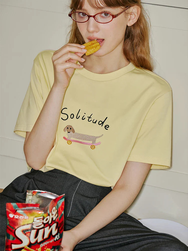 Printed Cotton Drop Sleeve T-shirt