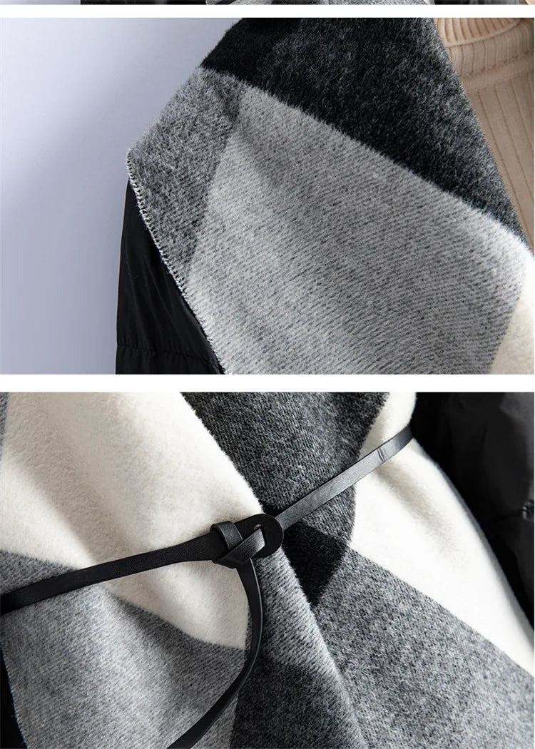 | Wool-Panel Down Coat