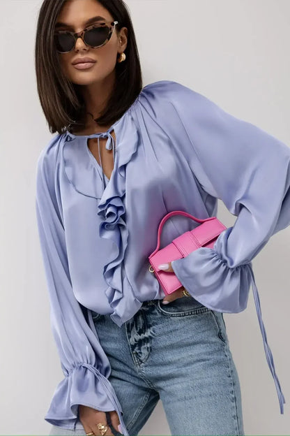 | Satin Ruffle Blouse