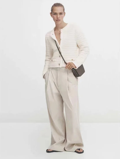 Textured Button Short Knit Cardigan