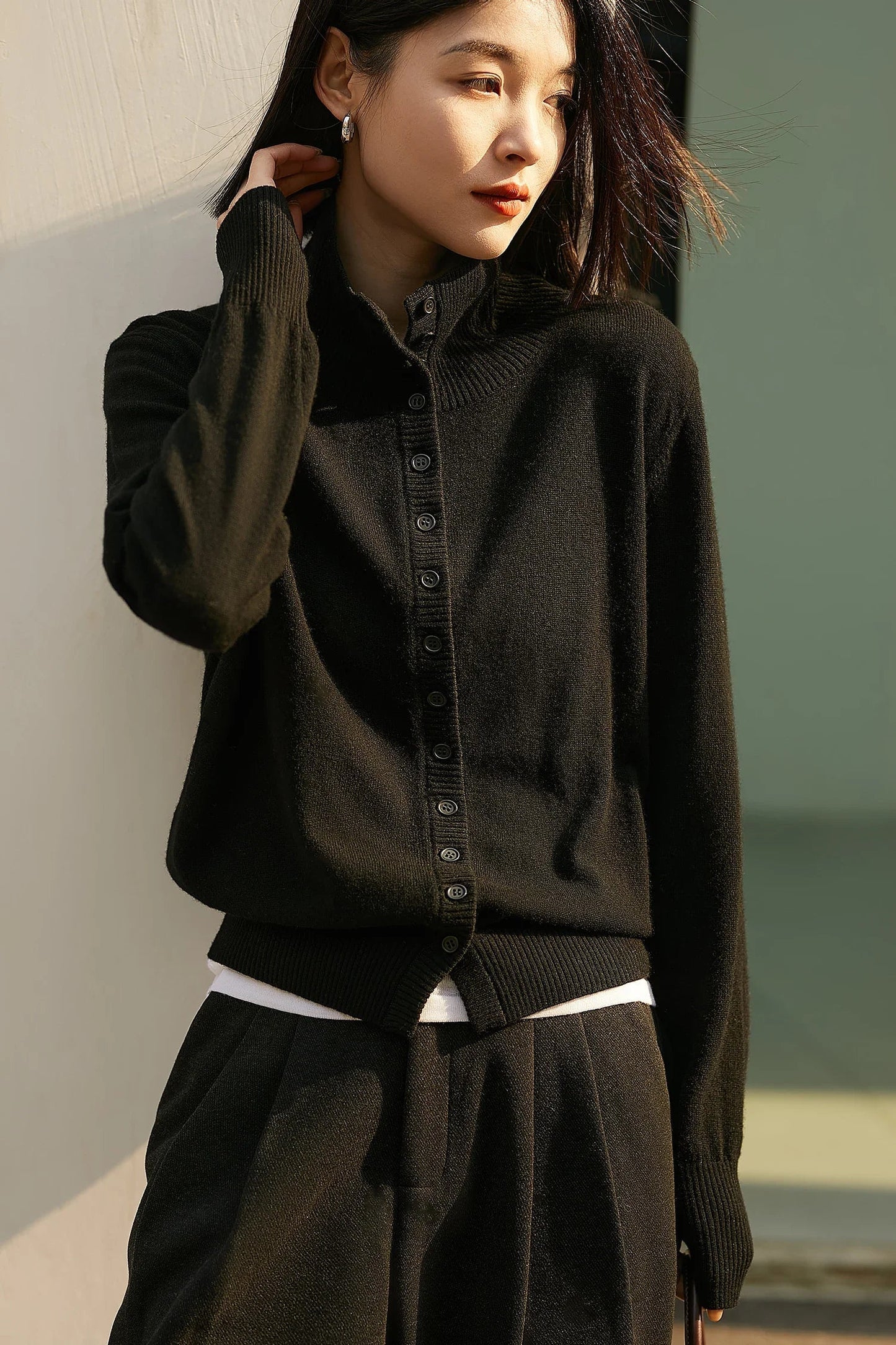 | Cashmere Button Sweater